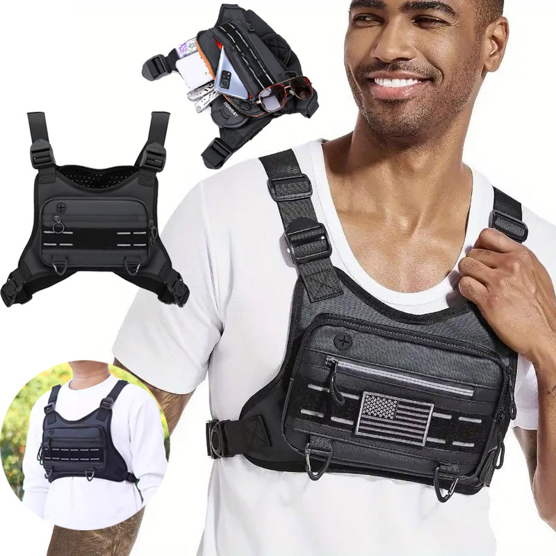 Outdoor Adventure Vest - กลางแจ้งกระเป๋าสําหรับชายด้านหน้าRigกระเป๋าเสื้อกั๊กผู้ถือโทรศัพท์ยุทธวิธีกีฬาแพ็คเดินป่าตกปลาMolle Campingกระเป๋าเป้สะพายหลัง