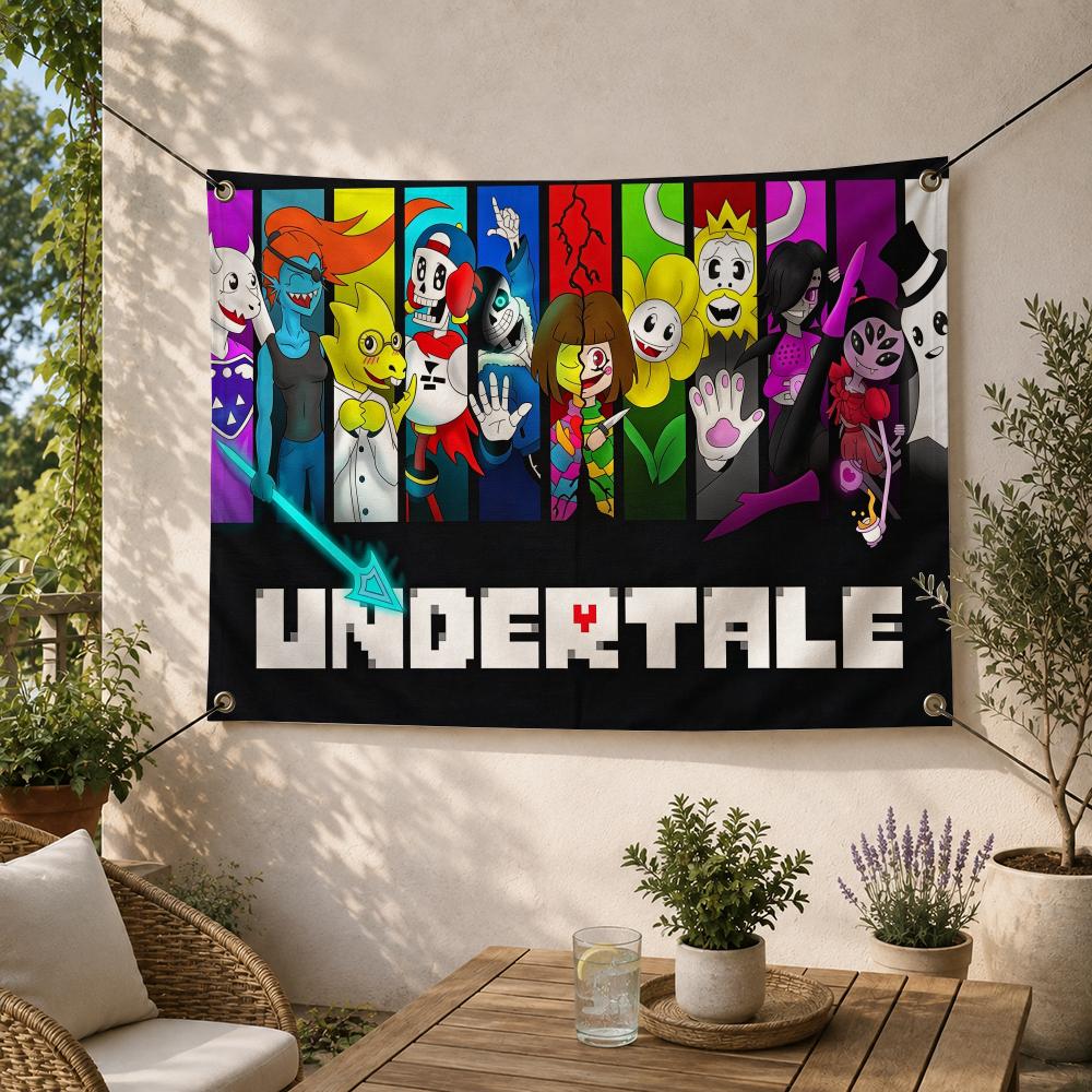 Outdoor Adventure U Of U - ธงตกแต่งธีมเกมอินดี้ U-Undertale RPG สำหรับสวนกลางแจ้ง สนาม แคมป์ปิ้ง